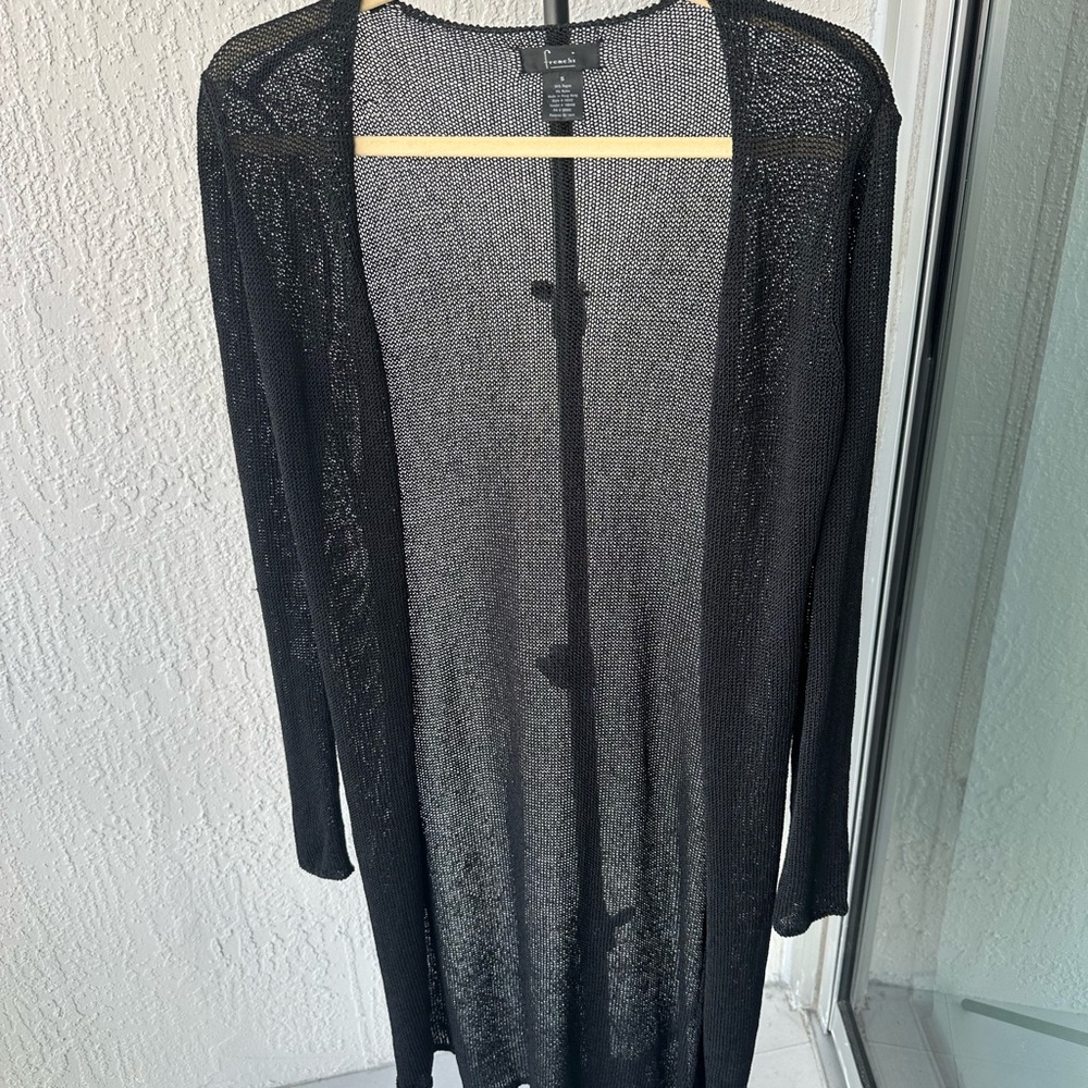Black Sheer Long Cardigan